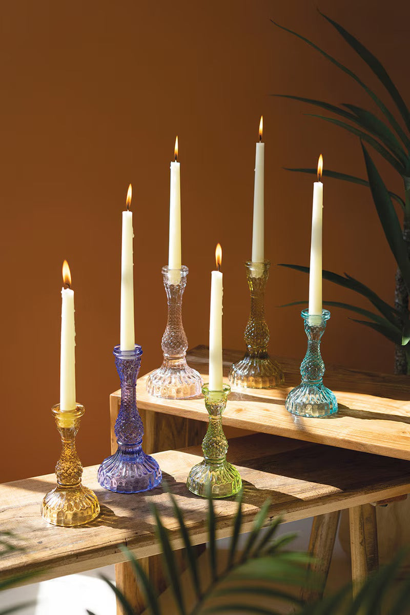 Colorful Glass Taper Candle Holders