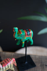 Hand-Painted Wooden Animals on Metal Stands