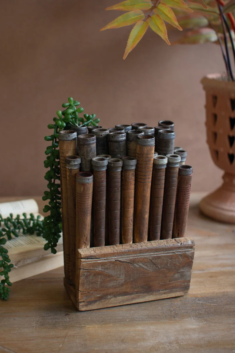 Reclaimed Wood Thread Spools Art