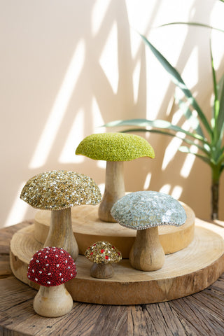 Mosaic Sparkly Wood Mushrooms