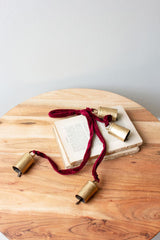 Metal Christmas Bell Cluster with Red Velvet Rope