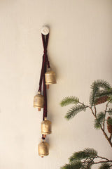 Jingle Bell Cluster with Maroon Velvet Ribbon