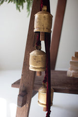 Jingle Bell Cluster with Maroon Velvet Ribbon