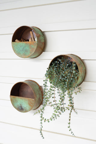 Antique Copper Round Wall Pockets
