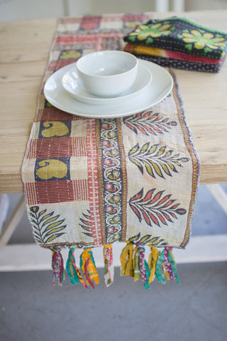 kantha table runner fabric