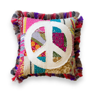 Peace Symbol Kantha Pillow