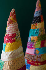 Kantha Fabric Christmas Tree Topiaries