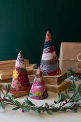 Kantha Fabric Christmas Tree Topiaries