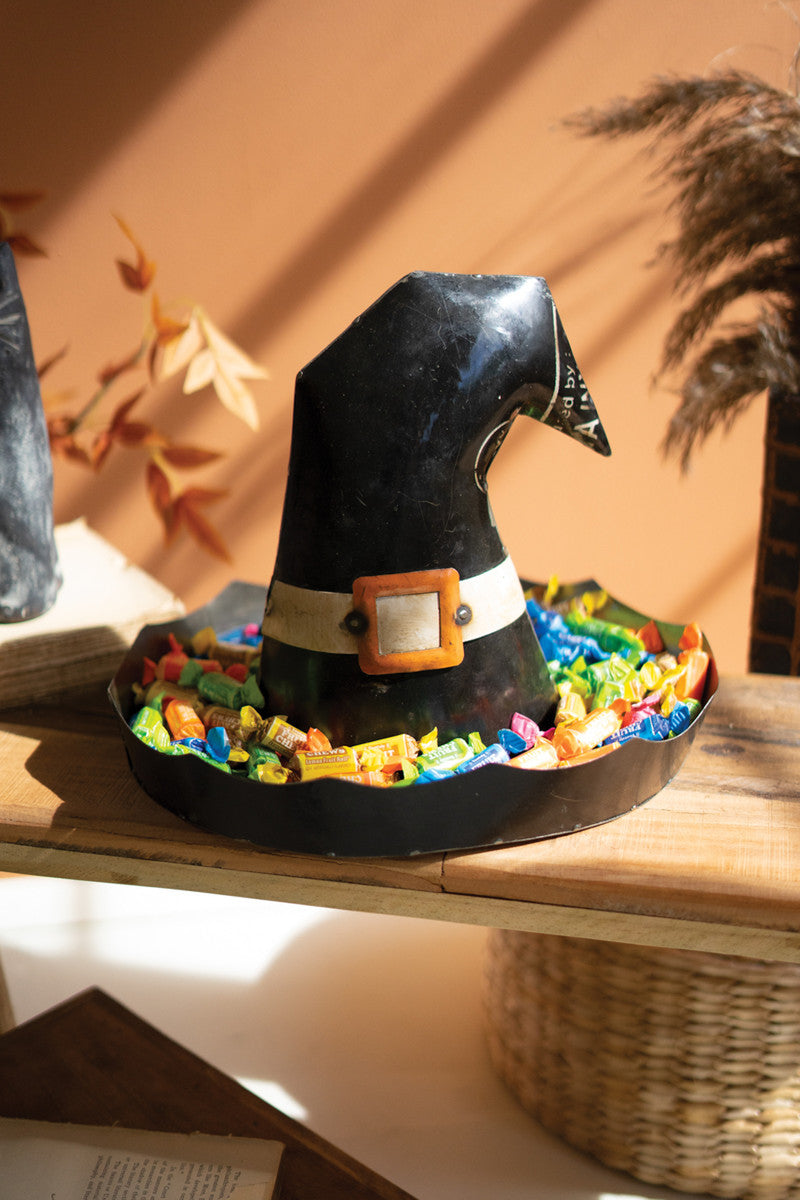 Recycled Iron Halloween Witch Hat Candy Bucket