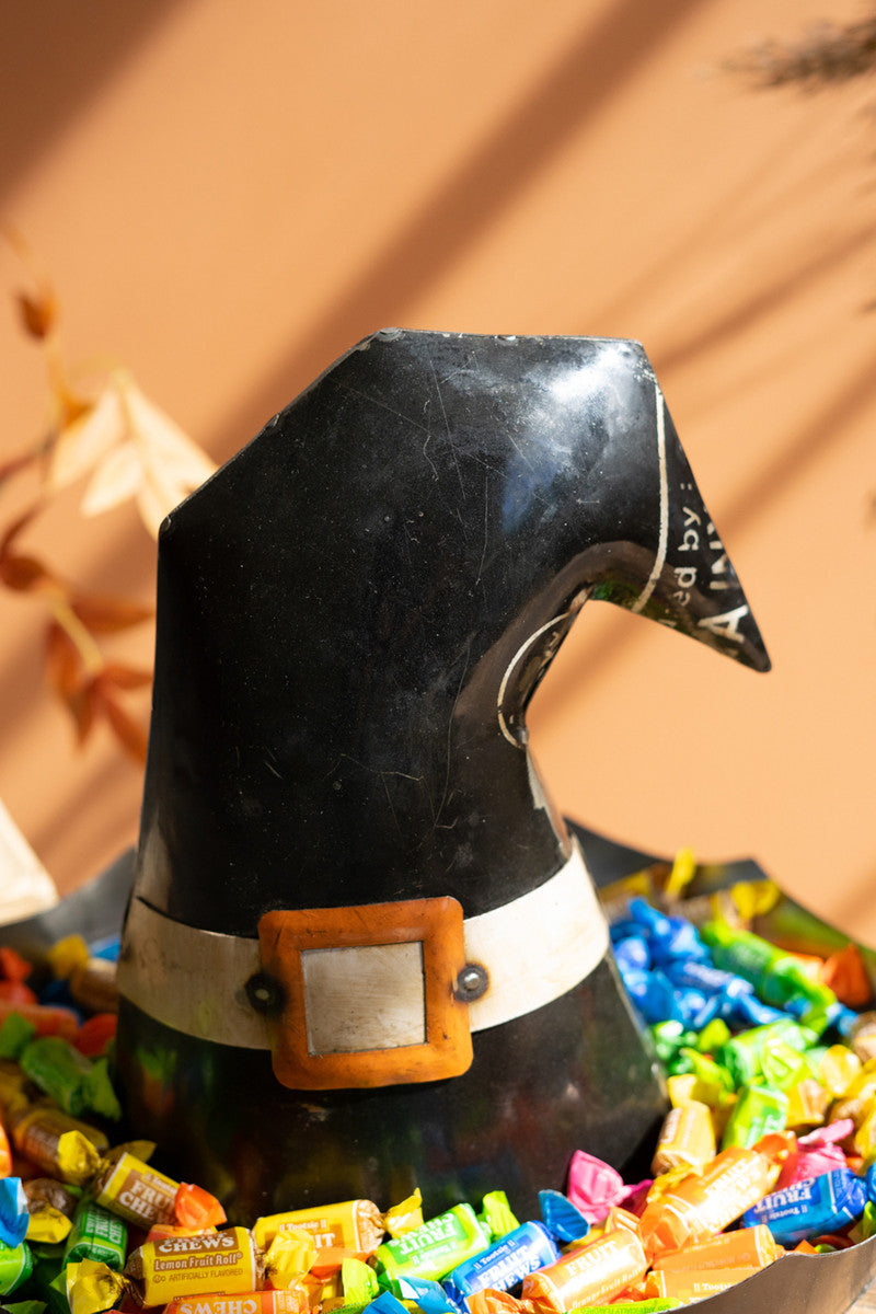 Recycled Iron Halloween Witch Hat Candy Bucket