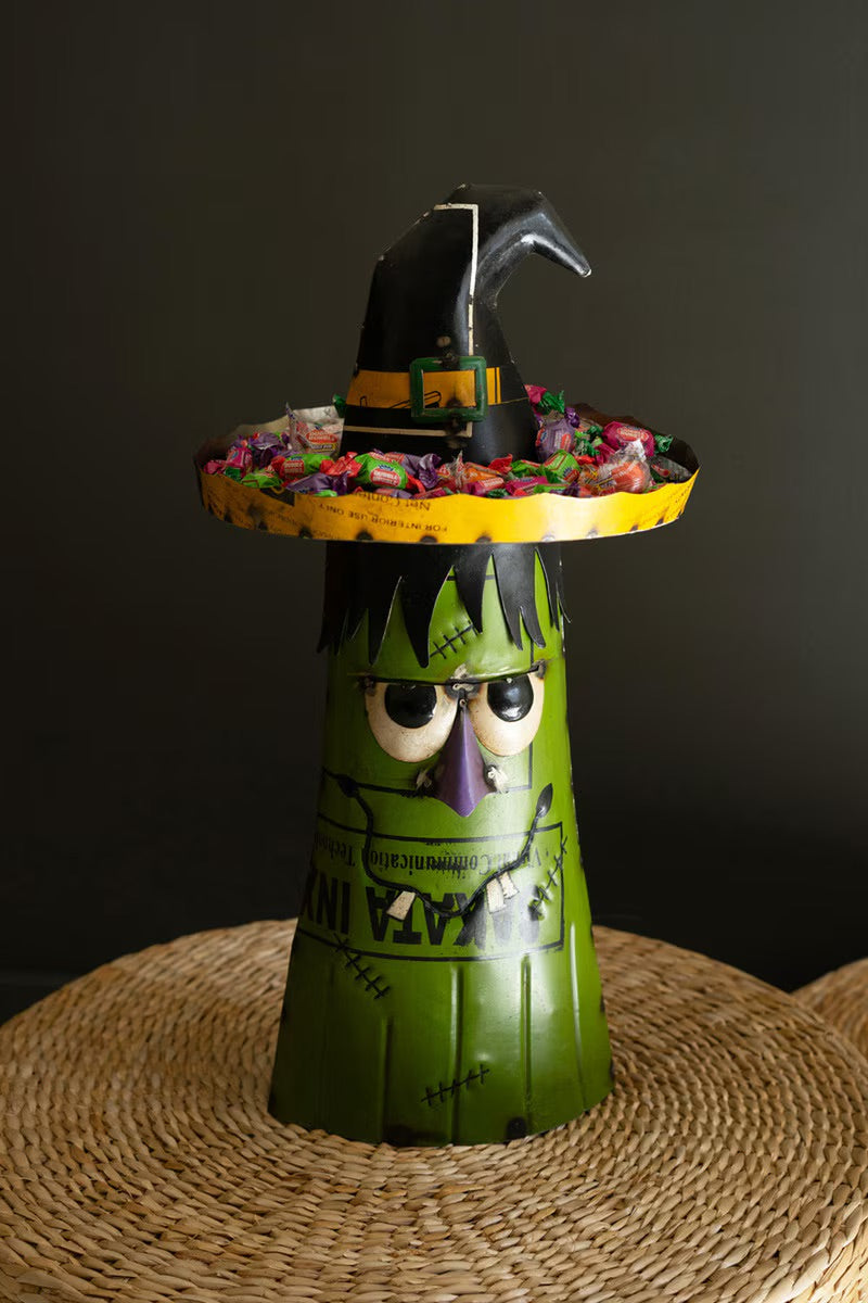 Recycled Iron Green Frankenstein with Candy Bowl Hat