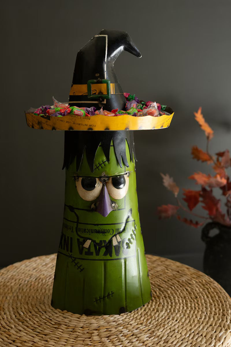 Recycled Iron Green Frankenstein with Candy Bowl Hat