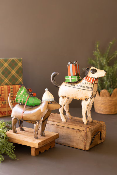 Recycled Metal Christmas Dog Figurine