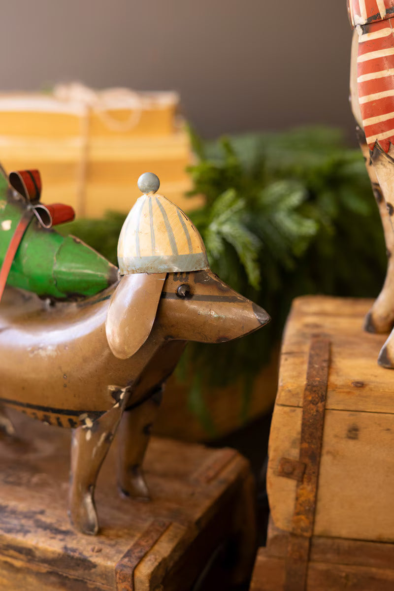 Recycled Metal Christmas Dog Figurine