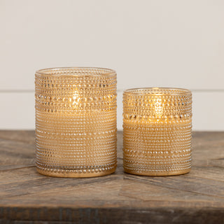 Champagne Dotted Glass Flameless Candles