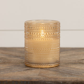 Champagne Dotted Glass Flameless Candles