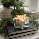 Silver Mercury Glass Star LED Flameless Candle