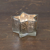 Silver Mercury Glass Star LED Flameless Candle