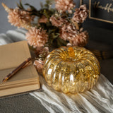 Gold Crackle Glass LED Pumpkin