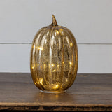 Gold Crackle Glass LED Pumpkin