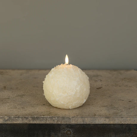 Cream Shimmer 3D Flameless Snowball Candle