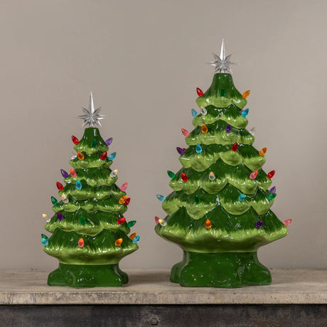 Retro Ceramic Christmas Tree with Colored Lights