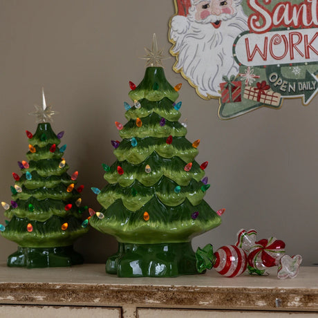 Retro Ceramic Christmas Tree with Colored Lights