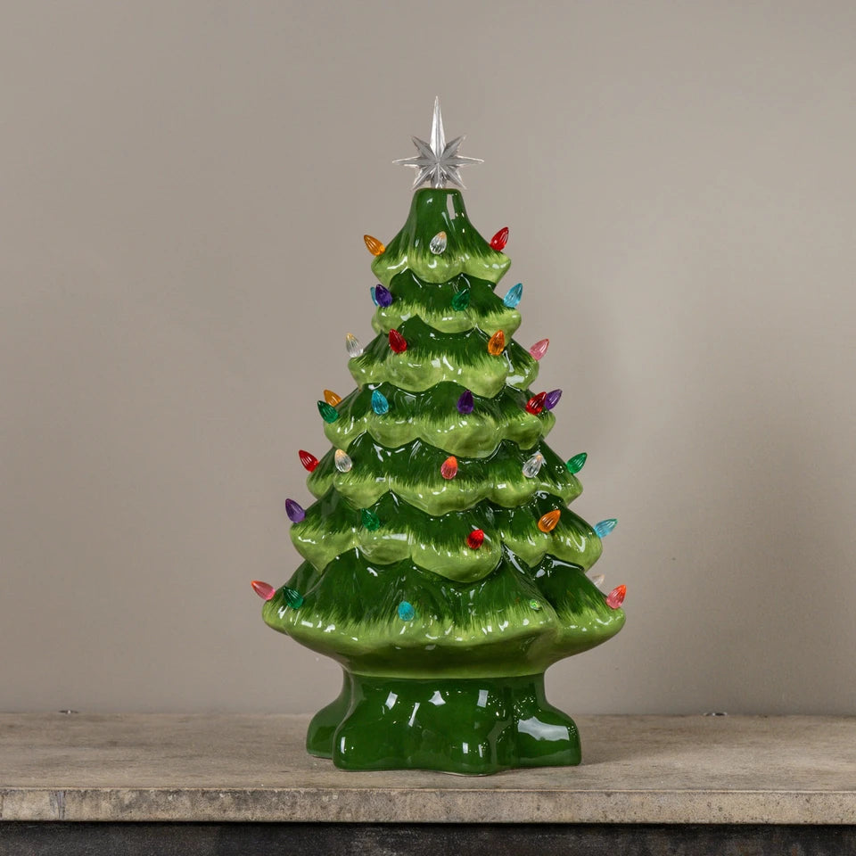 Retro Ceramic Christmas Tree with Colored Lights