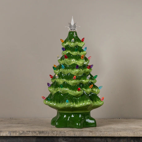 Retro Ceramic Christmas Tree with Colored Lights