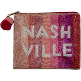 Nashville Pink Beaded Coin Pouch with Pom-Pom Zipper