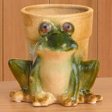 Reactive Glaze Stoneware Green Frog Planter