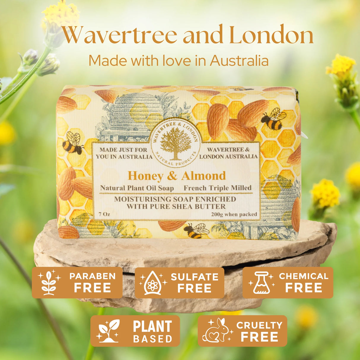 Honey & Almond Triple-Milled Soap Bar | Wavertree & London