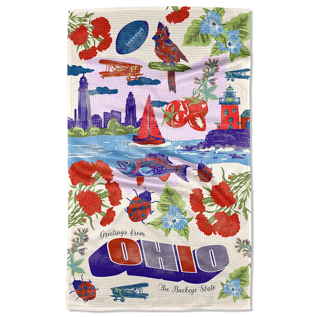 ohio buckeye state geometry tea towel