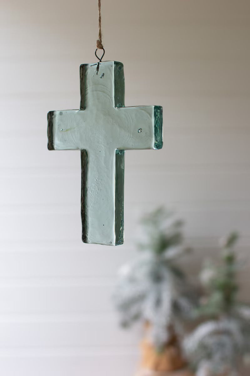 Recycled Glass Angel and Cross Suncatcher