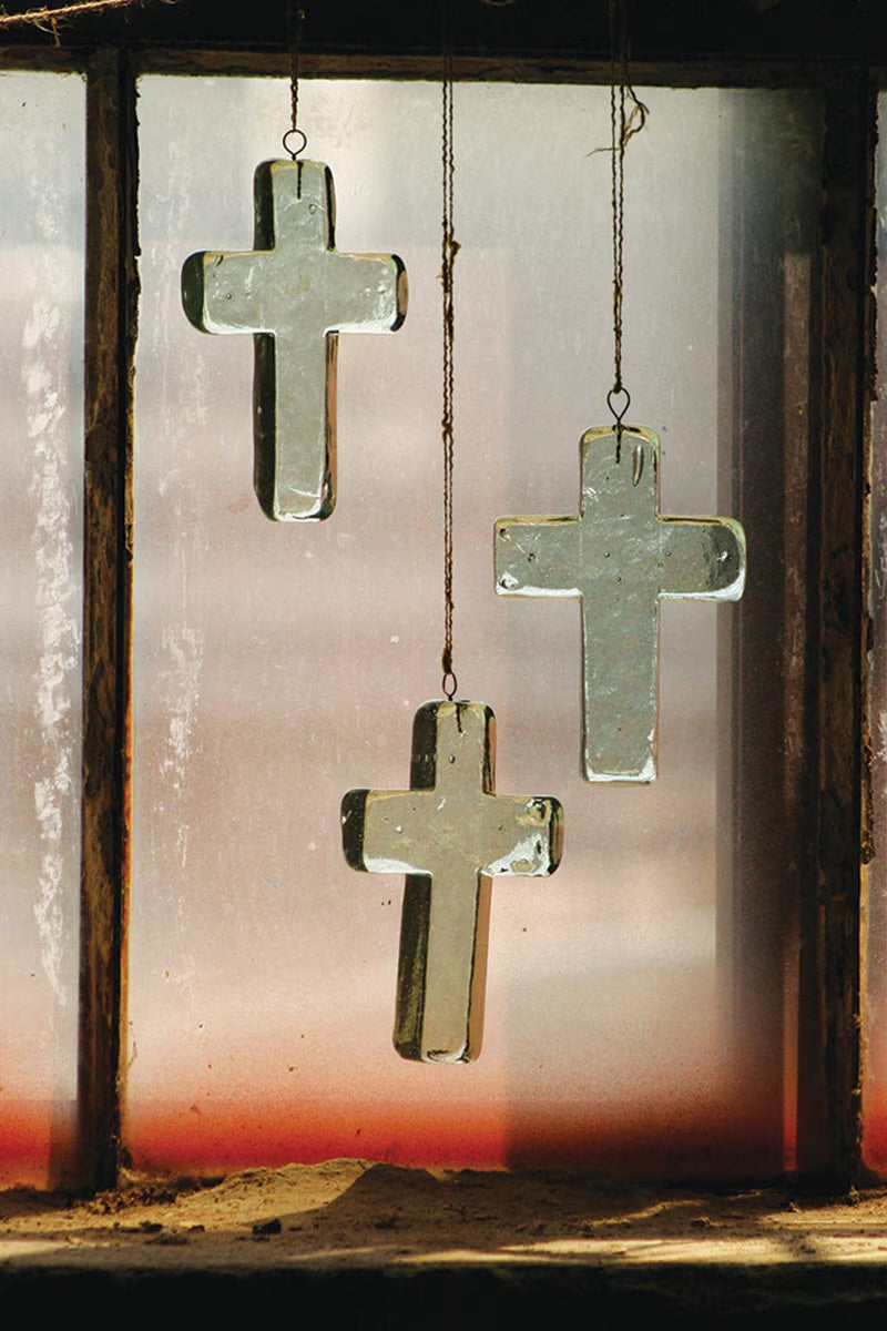 Recycled Glass Angel and Cross Suncatcher