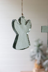 Recycled Glass Angel and Cross Suncatcher