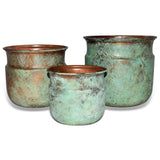 Distressed Patina Metal Tulip Planters