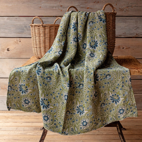 Plumbago Botanical Cotton Throw Blanket