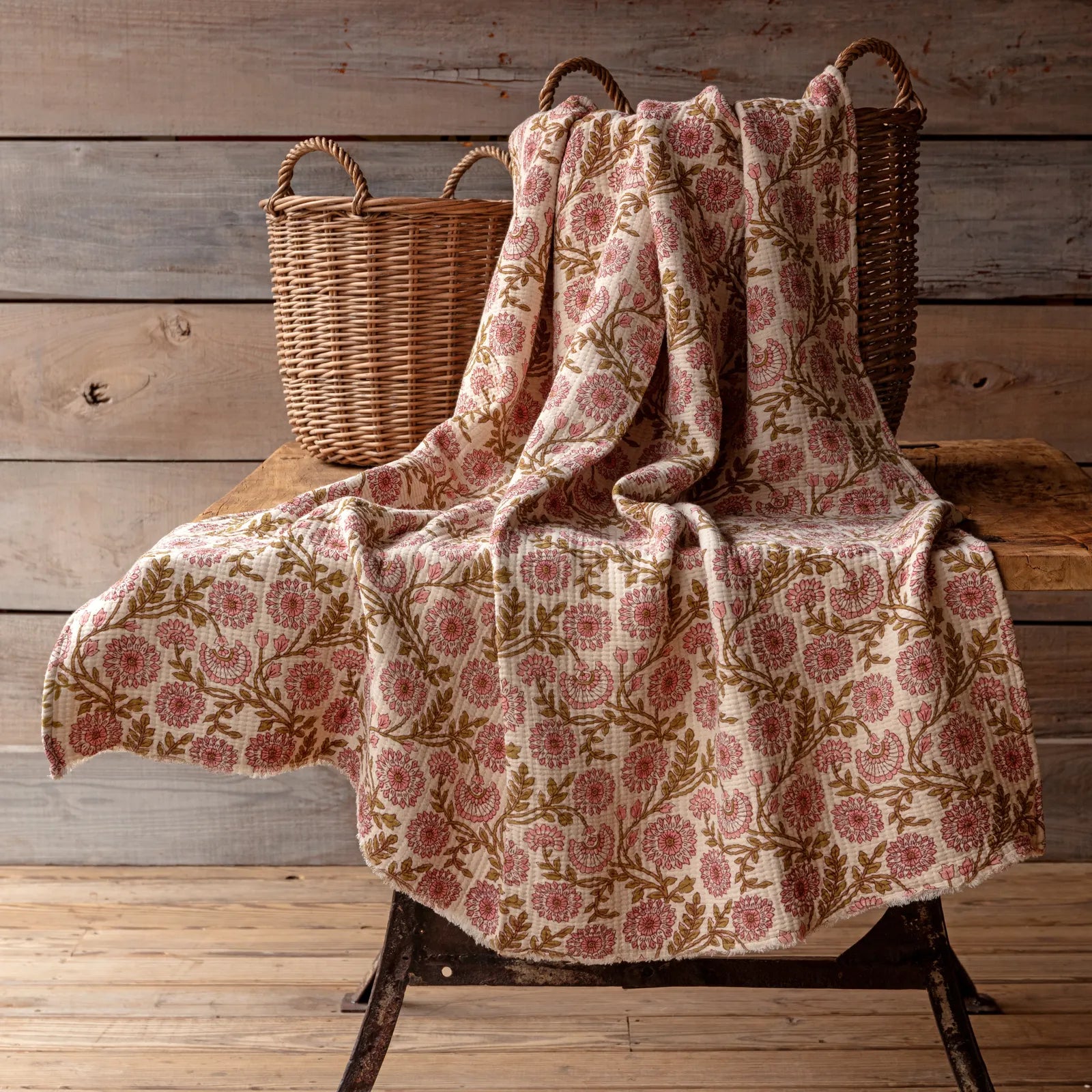Rust and Cinder Clematis Throw Blanket - Thumbnail 3