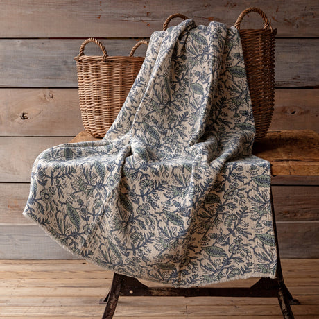 Cornflower Botanical Cotton Throw Blanket