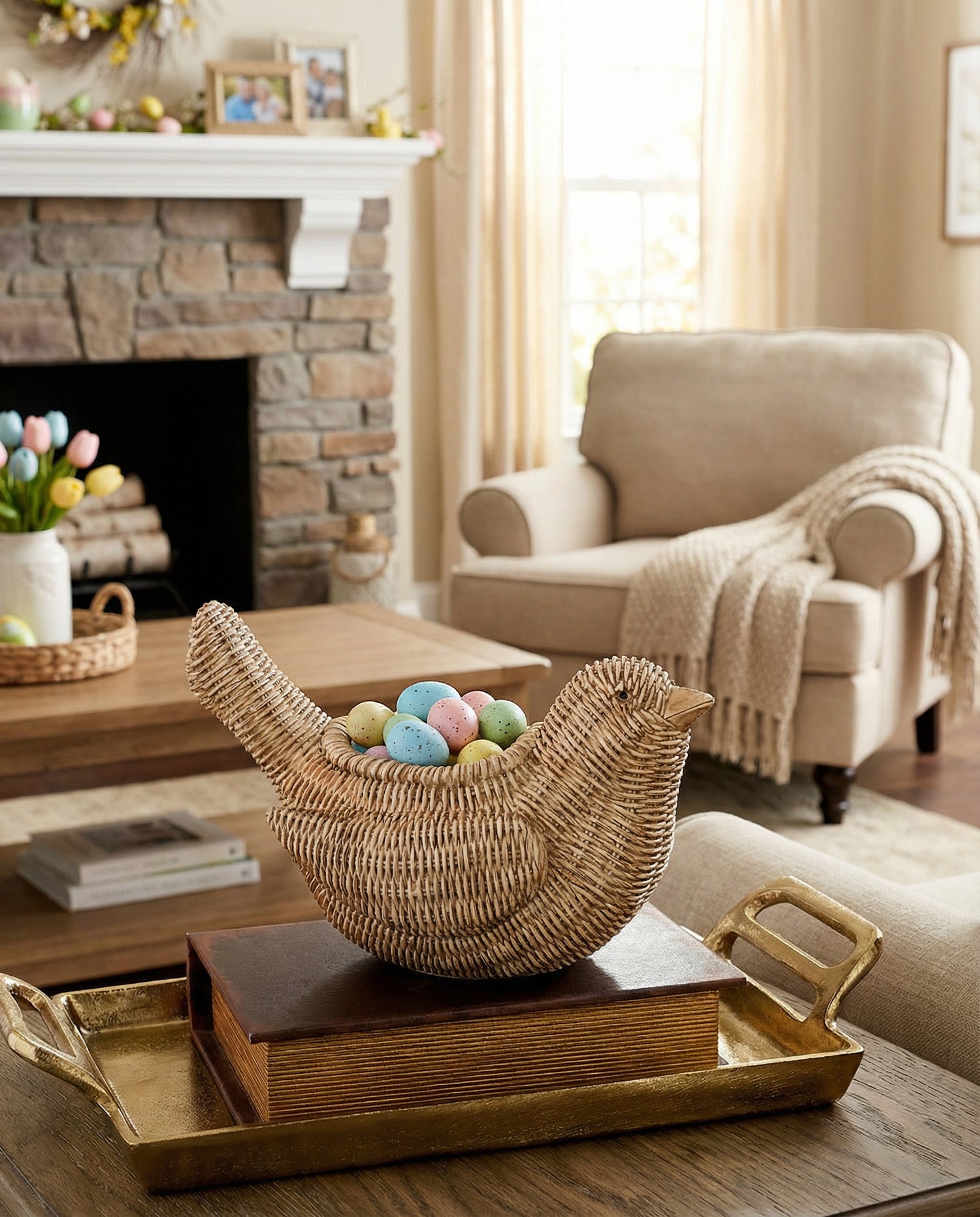 Woven Resin Bird Planter