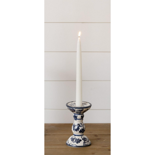 Ceramic Blue Floral Taper/Pillar Candle Holder
