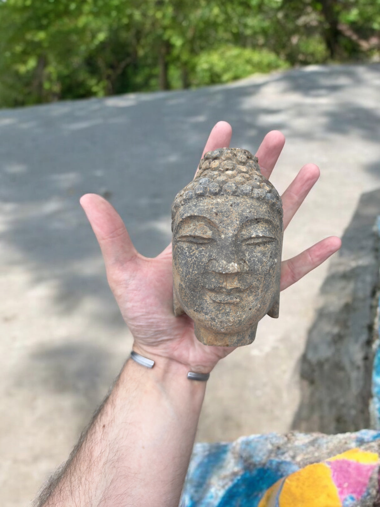 Handmade Stone Buddha Head Statue