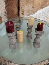 Distressed Egyptian Wood Baluster Candleholders