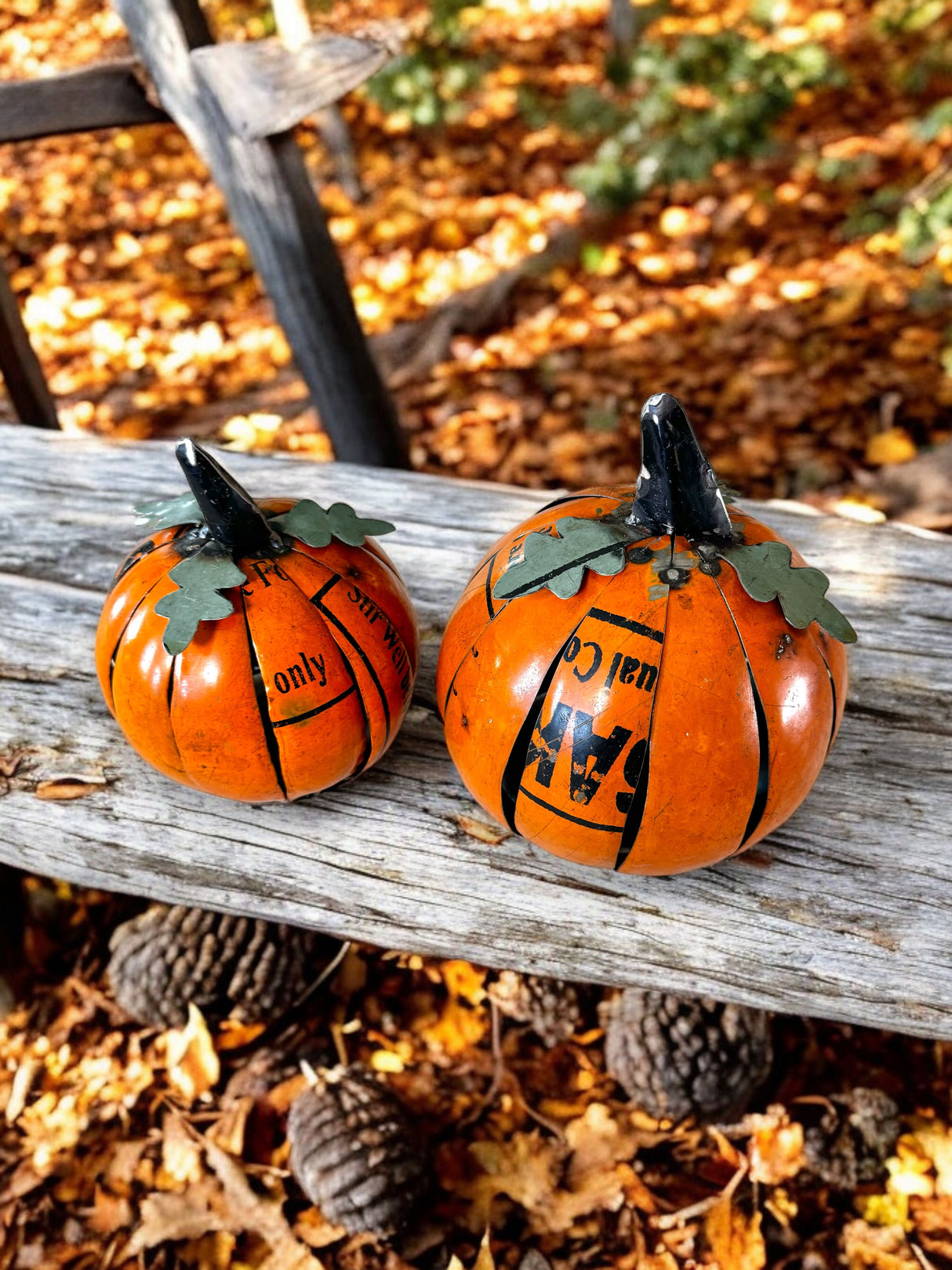 Recycled Metal Orange Pumpkin Luminaries