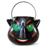 Recycled Metal Black Cat Head Candy Bucket