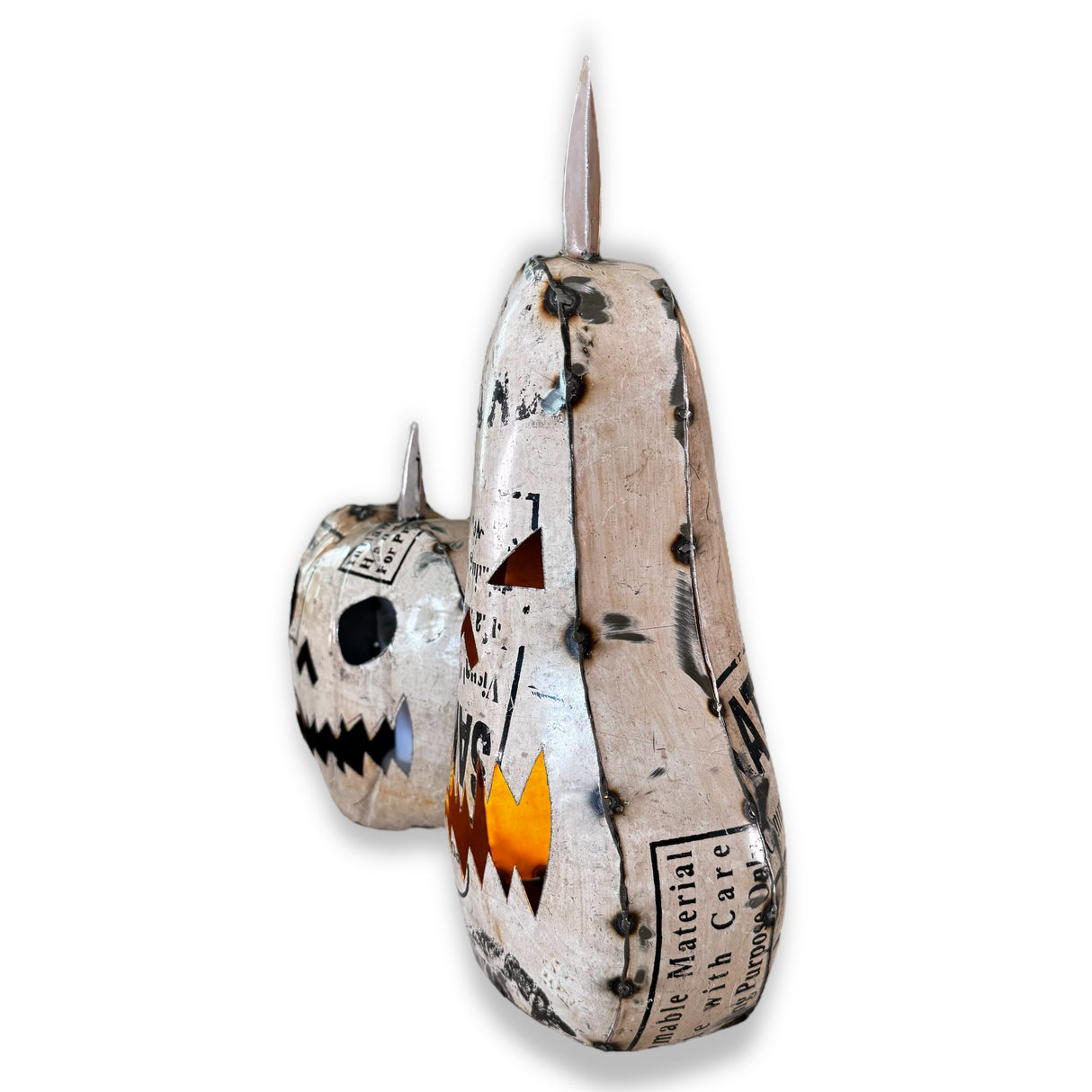 Recycled Metal White Jack O'Lantern Luminaries