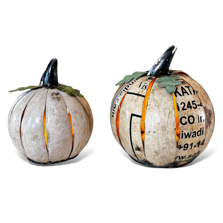 pine creek recycled metal white pumpkins