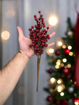 Christmas Hearth Real Touch Red Berry Bush Stem