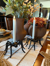 3D flame taper candles on fall decorated table